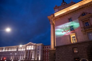 Sofia, Bulgaria - 22.09.2020 - The National Assembly building and the council of ministers on Bulgaria's Independence Day. High quality photo clipart