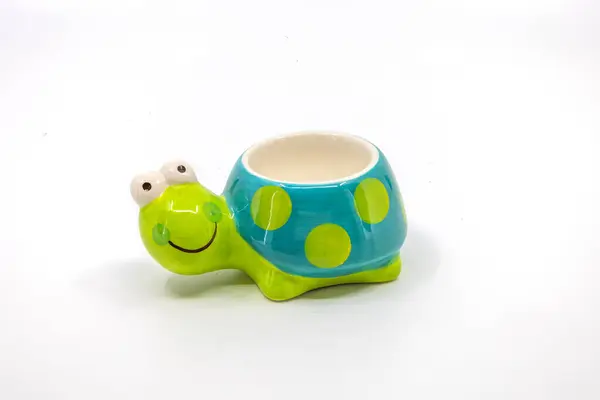stock image Colorful Ceramic Turtle Planter for Succulents