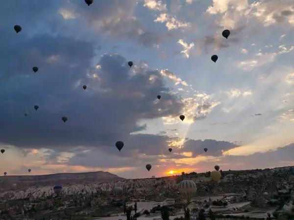 stock image Sunrise Over Cappadocia: Balloons at Dawn