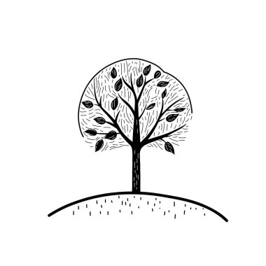 Tuhaf Ağaç Resimleri Basit Temizlik Çizgisi Sanat Vektörü