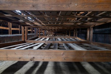 Polonya 'daki Auschwitz-Birkenau Nazi toplama kampı müzesi. Auschwitz Oswiecim II. Dünya Savaşı ve Yahudi Soykırımı sırasında işgal altındaki Polonya 'daki Yahudi hapishanesi