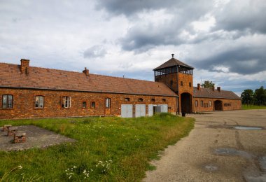 Polonya 'daki Auschwitz-Birkenau Nazi toplama kampı müzesi. Auschwitz Oswiecim II. Dünya Savaşı ve Yahudi Soykırımı sırasında işgal altındaki Polonya 'daki Yahudi hapishanesi