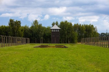 Polonya 'daki Auschwitz-Birkenau Nazi toplama kampı müzesi. Auschwitz Oswiecim II. Dünya Savaşı ve Yahudi Soykırımı sırasında işgal altındaki Polonya 'daki Yahudi hapishanesi