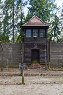Polonya 'daki Auschwitz-Birkenau Nazi toplama kampı müzesi. Auschwitz Oswiecim II. Dünya Savaşı ve Yahudi Soykırımı sırasında işgal altındaki Polonya 'daki Yahudi hapishanesi