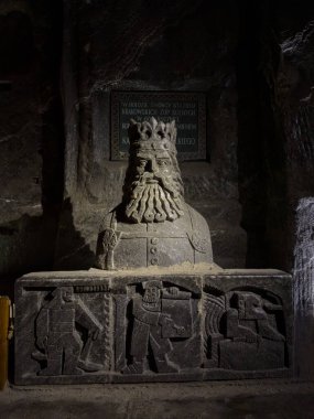 Poland, Wieliczka August 6, 2024. Monument to the ancient miners of the local salt mine and residents of the city clipart