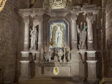 Poland, Wieliczka August 6, 2024. Monument to the ancient miners of the local salt mine and residents of the city clipart