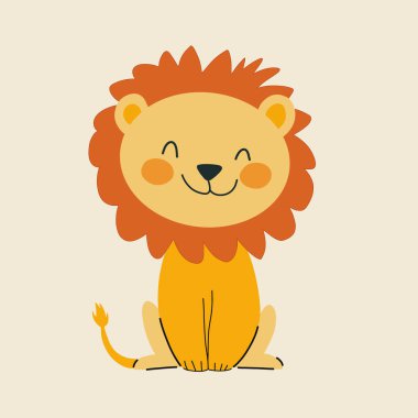 Minimalist dijital sevimli aslan çizimi