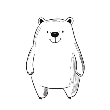 Minimalist dijital sevimli ayı çizimi