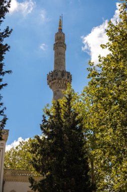 View of the Yildiz Mosque from the garden on a sunny day. Yildiz mosque. August 9, 2024. Istanbul, Turkey clipart