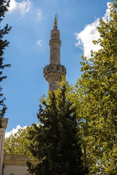 stock image View of the Yildiz Mosque from the garden on a sunny day. Yildiz mosque. August 9, 2024. Istanbul, Turkey