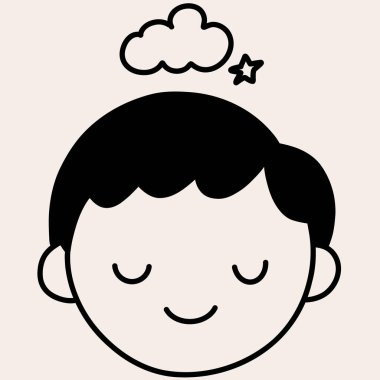 Minimalist digital drawing cute boy clipart