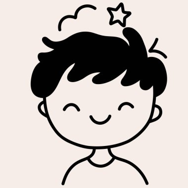 Minimalist dijital çizim sevimli çocuk