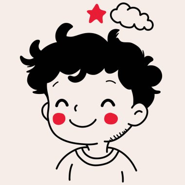 Minimalist dijital çizim sevimli çocuk