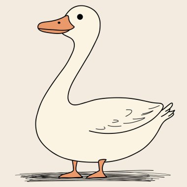 Minimalist dijital çizim şirin kaz