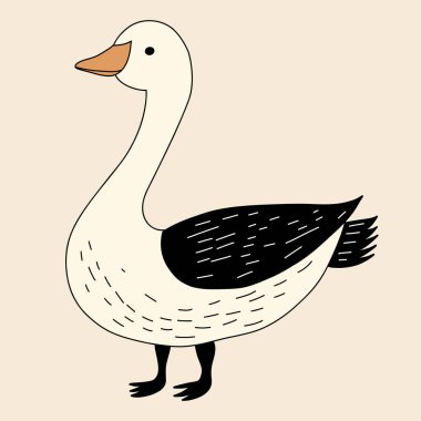 Minimalist digital drawing cute goose clipart