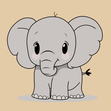 Minimalist dijital sevimli fil çizimi