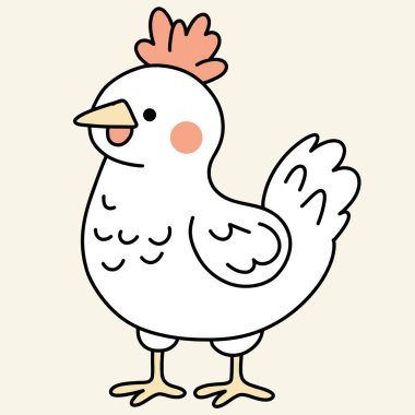 Minimalist digital drawing cute chicken clipart