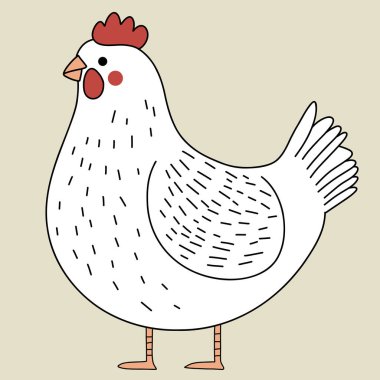 Minimalist digital drawing cute chicken clipart