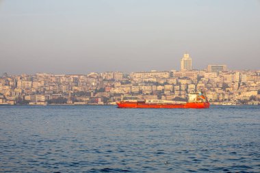 İstanbul, Türkiye - 2 Kasım 2024: İstanbul feribotu. Güzel İstanbul boğaz manzarası. İstanbul, Türkiye