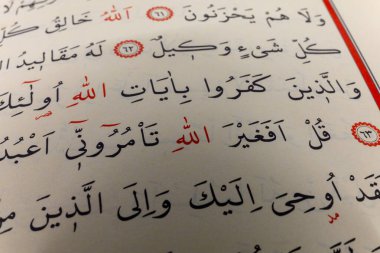 Kutsal Kuran 'ın Arapça ayetlerine yakın plan