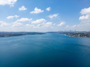 Aerial View of a Coastal Cityscape on a Bright Summer Day clipart