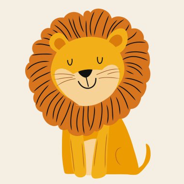 Minimalist dijital sevimli aslan çizimi