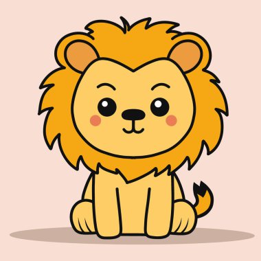 Minimalist dijital sevimli aslan çizimi