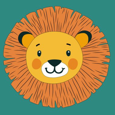 Minimalist dijital sevimli aslan çizimi