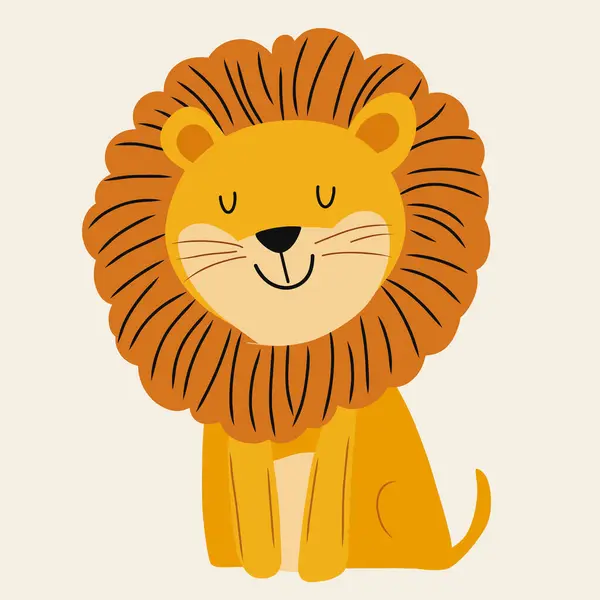 Minimalist dijital sevimli aslan çizimi