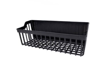 Beyaz Arkaplanda Boş Siyah Plastik Depolama Sepeti