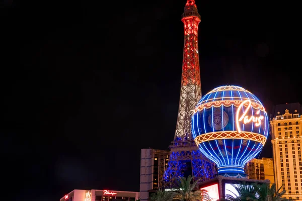 Las Vegas Usa September 2022 Illuminated Sphere Replica Eiffel Tower — Stock Photo, Image