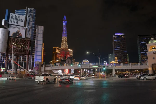 Las Vegas Usa September 2022 Replica Illuminated Eiffel Tower Seen — Stock Photo, Image