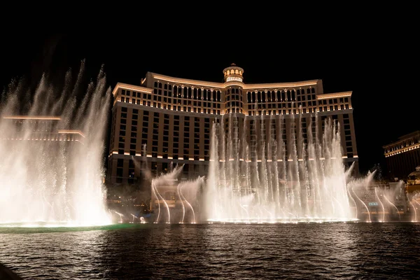View Beautiful Dancing Water Fountain Luxurious Bellagio Hotel Casino Famous — Stock Photo, Image