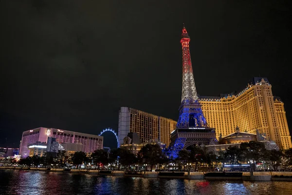 Las Vegas Usa September 2022 Illuminated Replica Eiffel Tower Paris — Stock Photo, Image