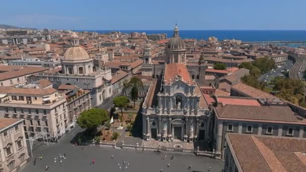 Letecký Pohled Přes Etneu Catanii Catania Hlavní Ulice Pozadím Sopky — Stock video