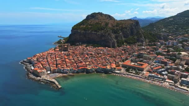 Veduta Aerea Panoramica Del Cefalù Borgo Medievale Dell Isola Sicilia — Video Stock