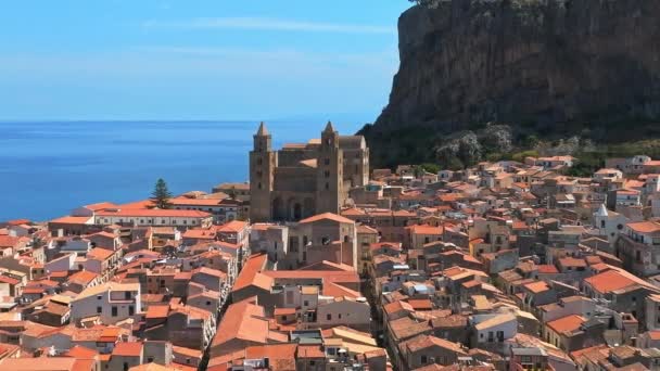 Uitzicht Vanuit Lucht Cefalu Middeleeuws Dorp Sicilië Provincie Palermo Italië — Stockvideo