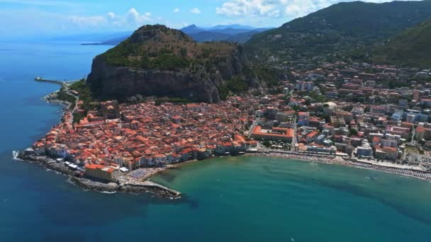 Veduta Aerea Panoramica Del Cefalù Borgo Medievale Dell Isola Sicilia — Video Stock