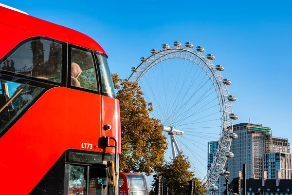 Big Ben Westminster Bridge Red Double Decker Bus London England — Stock Photo, Image