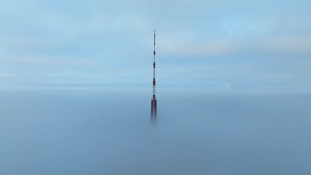 Вид Воздуха Рижскую Радио Телебашню Риге Латвия Самую Высокую Башню — стоковое видео