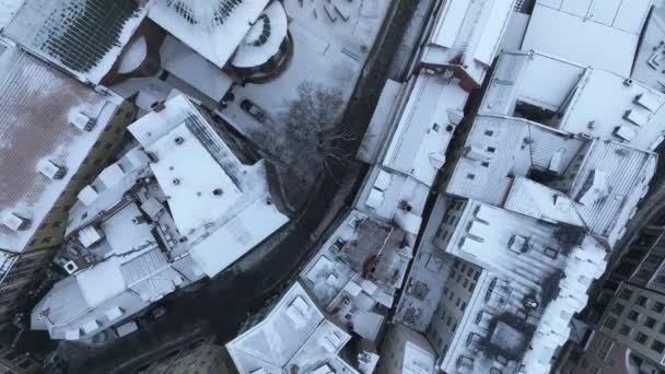 Inverno Nevado Nevado Sobre Cidade Riga Inverno Riga Cima — Vídeo de Stock
