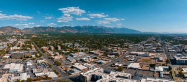 Salt Lake City 'nin hava panoramik görüntüsü Utah, ABD.
