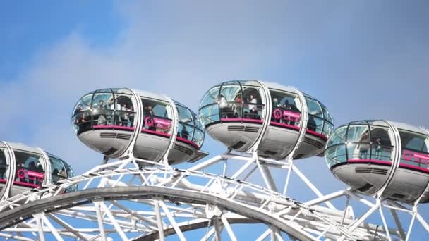 Close View London Eye Ferris Wheel London One Largest Ferris — Stock Video