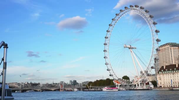 Close View London Eye Ferris Wheel London One Largest Ferris — 비디오