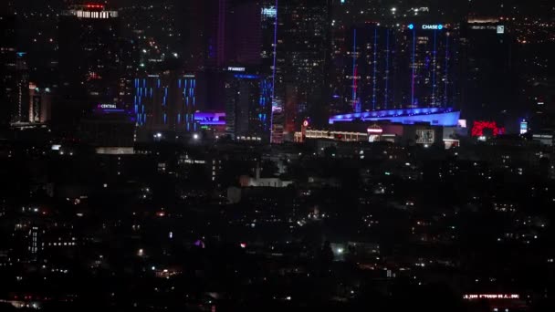 Ночной Вид Центр Лос Анджелеса Сша Пробки Лос Анджелесе — стоковое видео