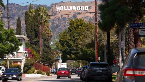 Hollywood Sign District Los Angeles Usa Beautiful Hollywood Highway Road — Stock Video