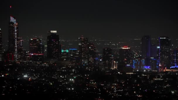 Beautiful Aerial Night View Town Los Angeles Usa Heavy Traffic — Vídeo de stock