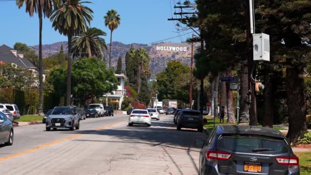 Hollywood Sign District Los Angeles Usa Wunderschöne Hollywood Highway Straße — Stockvideo