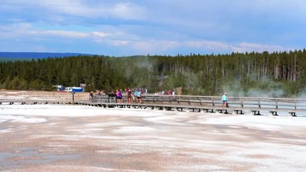 Beautiful View Hot Spring Pool Geothermal Landscape Geyser Basin Forest — Wideo stockowe