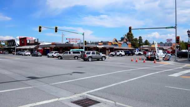 Commerces Long Canyon Street Vue Ensoleillée Sur Ville Yellowstone Ouest — Video